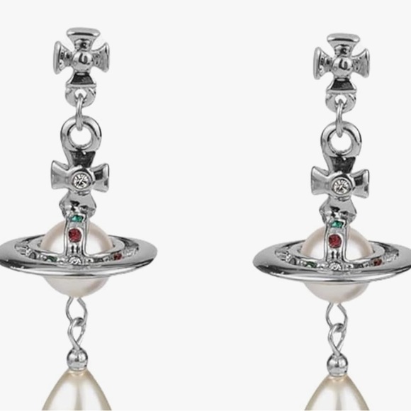 vivienne westwood Crystal saturn Pearl Dangle earrings - Picture 4 of 4